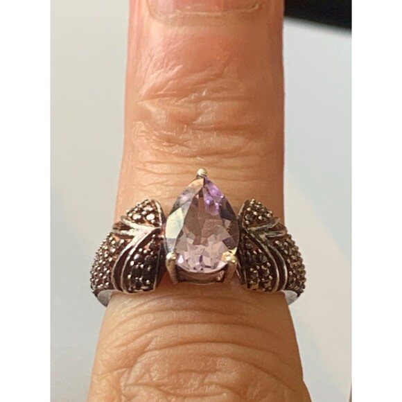 Amethyst rose gold vermeil teardrop ring size 6.25 925 - Picture 3 of 12